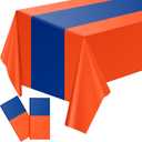 Oudain 4 Pcs Blue and Orange Tablecloth Dragon Party Anime Theme Table Cloth 108 x 54 Inch Plastic Disposable Rectangle Tablecovers for Birthday Themed Party Decoration Supplies