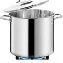 HOMICHEF LARGE STOCK POT 24 Quart With Lid - Nickel Free Stainless Steel Cookware Stockpot 24 Quart - Healthy Cookware Polished Stockpots - Heavy Duty Induction Pot Soup Pot With Lid