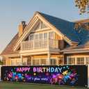 2 x Nuxovilar Neon Glow Happy Birthday Banner with Floral & Star Design, 78.7"x17.7" Bold Colorful Party Decorations Backdrop for Indoor Outdoor Celebrations, Parties & Events (UJ00652)