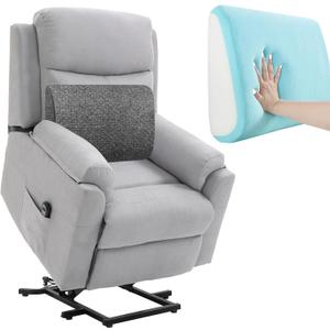 Extra Large Lumbar Support Pillow for Recliner, 20"x14"x5.5" Back Support Cushions with Back Strap, 100% Foam High Supportive, Durable, Grey