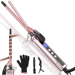 3/8 Inch Small Curling Iron Wand,Ceramic Small Ceramic Barrel Hair Curler with Adjustable Temperature,Fast Heating,for Short & Long Hair
