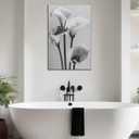 Black and White Flower Wall Art Calla Lily Picture Elegant Floral Canvas Prints Modern Painting Ready to Hang for Bathroom Living Room Bedroom Home Office Decor Framed(Flower-12,12.00"x18.00")
