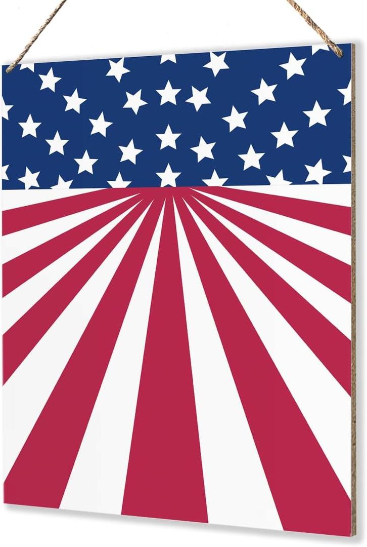 Fourth of July Decorations Independence Day Decorations Patriotic 4th of July Sign Memorial Day Party Wall Decor Wall Art Sign for Front Door Porch Office (American)