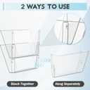 Gawerk Clear Acrylic Single Pocket, Plastic Hanging Wall Mount File Holder for Office Home (Black, 3 Pack)