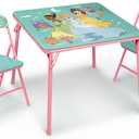 Disney Princess Girls Folding Table & Chairs Set for Kids and Toddlers 36 Months Up to 7 Years, Includes: 1 Table (36" L x 24" W x 20" H), 2 Chairs (13" L x 13.5" W x 21" H) Weight Limit: 70 lb, Onesize