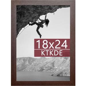 KTKDE 18x24 Poster Frame Wooden with Polished Plexiglass, Studio Gallery Vertical & Horizontal Wall Hanging Large Picture Frame for Photos,Minimalist Style -Any style Best gift (Walnut)