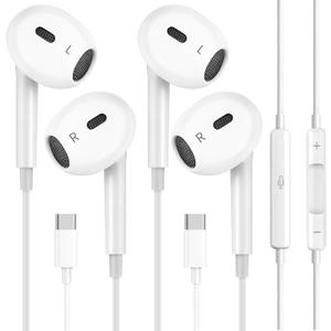 2 Pack Headphones with USB-C Plug, Wired Ear Buds with Built-in Remote to Control Music, Phone Calls, and Volume,Compatible for iPhone 15 16 17 Pro Max Plus.