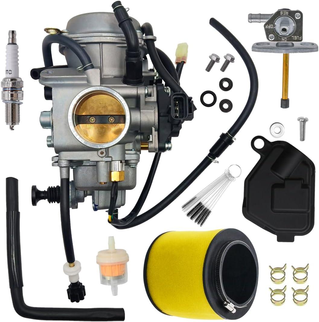 16100-HN8-013 Carburetor Fit for Honda Rincon 650 TRX650 TRX650FA TRX650FGA 4x4 2003-2005 With 17254-HN1-000 Air Filter Fuel Tank Petcock
