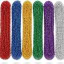 Oojami Mardi Gras Beads Necklaces - 33" Assorted Colors Beaded Necklaces for Mardi Gras, Carnival, Pirate Parties, Masquerade and Christmas, Bulk Parade Throws and Party Favors for Men and Women