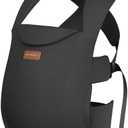 Momcozy Newborn Carrier WeeSnug- Lightweight and Cozy Comfort for 7-25 lbs, Ergonomic Cross-Back Support, Effortless to Put On, Hands-Free Baby Carrier with Lumbar Support, Black