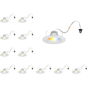 SYLVANIA 5/6 LED Recessed Downlight with Trim, 9W=65W, Dimmable, 5 CCT Selectable (2700K, 3000K, 3500K, 4000K, 5000K), Wet Rated / UL / Energy Star -12 Pack (62237)