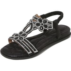 Dkieuyu Rhinestone Sandals for Women 2026 Dressy Casual Summer Flat Casual Dress Sandal Sparkly Beach Wedding Bride Sandals Size 39