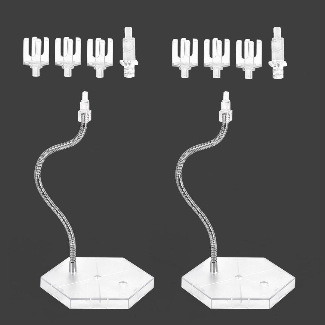 Flexible Arm Hobby Action Base Display Stand Compatible with Gundam MG HG RG 1/100 1/144 Scale Figure Model (2Pcs Clear)