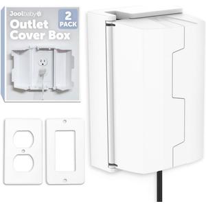 Jool Baby Outlet Cover Box for Child Safety (2 Pack) Duplex & Decorator Electrical Outlet Plates, Concealed Access Buttons, and Spacious Compartment