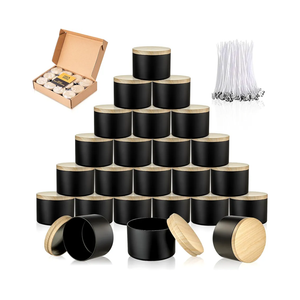 MGLIFEUL Candle Tins Jars Container Vessels for Making 4 8 Oz Black Empty Candle Tins Can Gift Box Packaging Plate with Lids Wax Container Bulk Making DIY Candle Supplies Accessories(Black,4oz,12pcs)