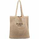 Ayieyill Crochet Tote Bag For Women, Crochet Mesh Beach Tote Bag Summer Vacation Aesthetic Boho Knit Bag for Women