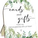 Cards and Gift Sign, Thank You for Your Gift and Well Wishes Sign, Eucalyptus Leaf Decoration Bridal Shower with Stand, Baby Shower Favors, Party Decor Supplies 9 * 11IN