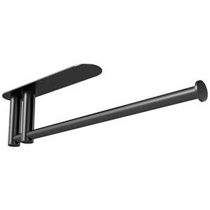 Under Cabinet Paper Towel Holder for Kitchen, Upgraded Heavy Duty Double Pole Design,  Adhesive & Screws, Self-Adhesive Bar Rack for Kitchen Towel, Stainless Steel, Black
