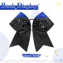 3 x 1PCS Glitter Cheer Bow Large Cheer Bows Rhinestones Hair Bows Girls 8"Cheerleading Bows Bulk Elastic Band Ponytail Holder for Teen Girls College Sports Competition Blue Black
