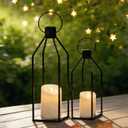 2 Pcs Black Lanterns Decorative Indoor, Farmhouse Lanterns Decorative Indoor for Christmas Decorative, Home Decor, Mantle, Patio, Porch, Garden