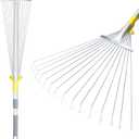 JARDINEER Adjustable Metal Leaf Rake, for Leaves Shrubs and Small Areas in Garden, Yard, Lawn, with Expandable Head 7-23", for Men Women Kids