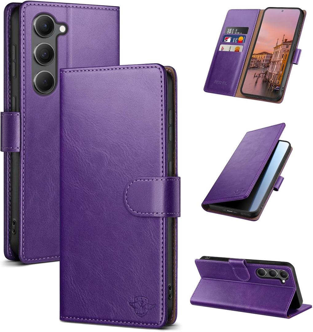 Wallet Case for Samsung Galaxy S23 with RFID-Blocking Credit Card Holder, PU Leather Folio Flip Cover Women Men Protective Phone Case Compatible with Samsung S23, Purple