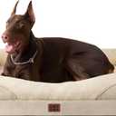 2 x EHEYCIGA Orthopedic XL Dog Bed for Large Sized Dog, 48x35x7.5 Inch Extra Large Memory Foam Dog Couch Bed with Sides, Waterproof Liner & Washable Removable Cover, Bolster Pet Sofa, Beige