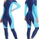 OMGear Dive Skin for Women Men Snorkel Suit Full Body Swimsuit Quick Dry Thin Diving Suit UV Protection Rash Guard Long Sleeve Swimwear Swimming Kayaking Snorkeling Gear (Medium, AquaNavy Blue)
