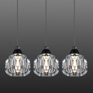 Weesalife Crystal Chandeliers for Dining Room Lights Fixture Over Table, 3 Pack Black Modern Pendant Light FixtureCrystal Pendant Lighting for Kitchen Island Bathroom Bar
