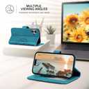 Wallet Case for iPhone 17,[RFID Blocking] 3 Card Holder Stand with Credit Card Slot PU Leather Magnetic Protective Flip Cover for iPhone 17 (Blue)
