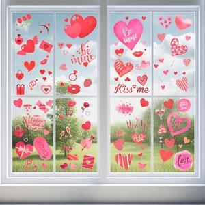 1308 Pieces Valentine's Day Window Clings for Glass Windows - Assorted Love Heart and Kiss Designs, Removable DIY Vinyl Decals Stickers for Wedding Engagement Romantic Indoor Ornaments Decorations