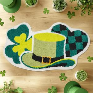 St Patricks Day Bathroom Rug Shamrock Bath Mat St Patrick's Day Decorations Rugs 31.5 x 17.7 Inch for Tub Home Living Room