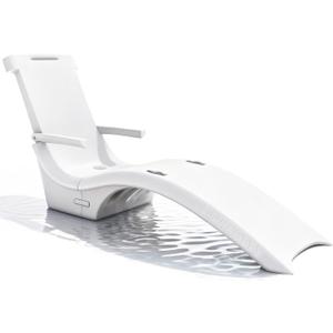 Pool Lounge Chairs, Lounge Chairs for in Pool with Armrests, Ledge Lounger Use in Pools Up to 9-Inches Deep or Outside Deck, Fade-Resistant, White