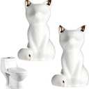 2 Pcs Toilet Bolt Caps Cat Shape Toilet Screw Cover Caps Cute White Toilet Bolt Covers Decorative for Easy installation Replacement Parts Decorative Bathroom Accessory