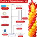 2 Sets Fire Party Balloon Column Stand Kit With 102 Fire Truck Foil Balloons 5.57Ft Adjustable Balloon Tower Stand With Base Adjustable Arch Column for Firefighter Rescue Birthday Party Supplies