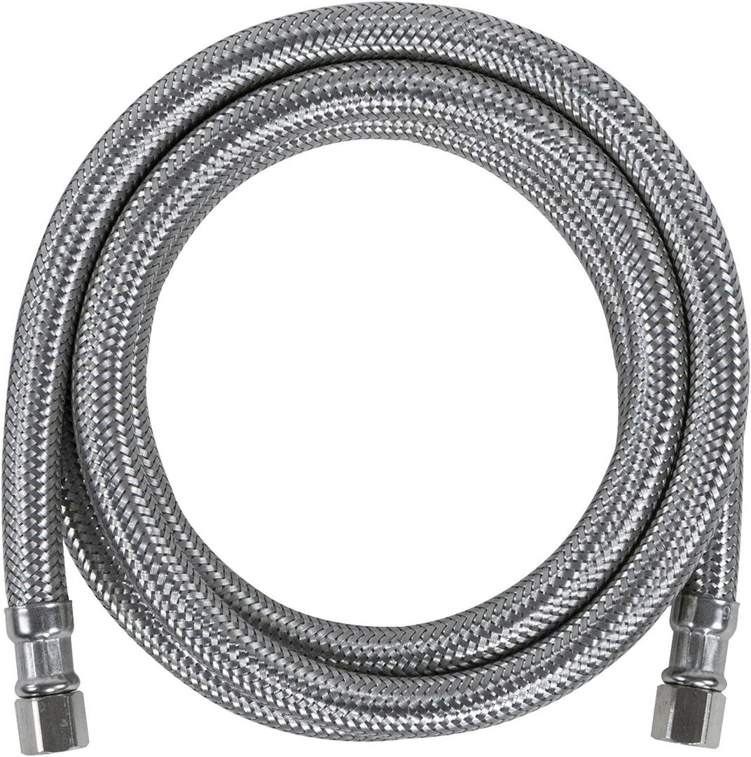 Certified Appliance Accessories Ice Maker Water Line, 5 Feet, PVC Core with Premium Braided Stainless Steel, Silver