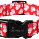 ARING PET Valentine's Day Dog Collar-Cotton Heart Dog Collars, Adjustable Valentine Heart Pet Collars Puppy Collar with Quick Release Buckle for Girl&Boy Dogs