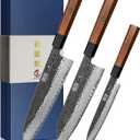 HOSHANHO 3 Pieces Knife Set, Professional Japanese High Carbon Steel Kitchen Knife Set, Ultra Sharp Chef Knives Sets with Octagonal Rosewood Handle