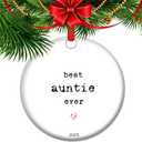 Pregnancy Announcement Ornament Best Auntie Ever Gift New Aunt Reveal Present from Nephew Niece Ceramic Keepsake Holiday Decor (V10)