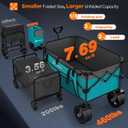 Originsure 220L Foldable Beach Wagon Cart with Big Wheels,460lbs,Turquoise