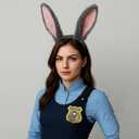 Gray Bunny Ears Headband and Badge Costume Accessories Set Grey Rabbit Ears with Badge for Kids, Adults, Women, Girls, and Boys Halloween Dress Up, Cosplay Party Supplies, Holiday Celebrations
