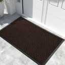 Yimobra Front Door Mat Outside Entrance 59.8x36, Waterproof All-Season Weather Large Doormat, Non Slip Natural Rubber, Stain and Fade Resistant, Indoor Outdoor Mat, Easy Clean Patio, Garage, Brown