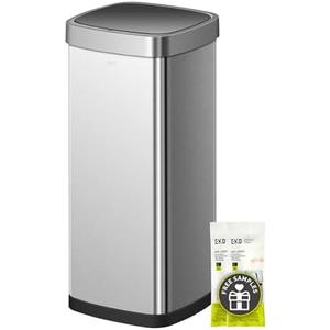 EKO EcoSmart Tall and Large Kitchen Trash Can, 80L/21.1G High Capacity, Touchless Soft Square Motion Sensor Garbage Can, Brushed Stainless Steel