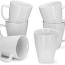 Miicol Porcelain Coffee Mugs Set of 6, Large Coffee Cups 14 oz, White Tea Cups, Ceramic Mugs for Latte, Cappuccino, Milk, Cocoa, Square Bottom, Microwave & Dishwasher Safe