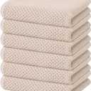 Homaxy 100% Cotton Waffle Weave Kitchen Dish Towels, Ultra Soft Absorbent Quick Drying Cleaning Towel, 13 x 28 Inches, 6-Pack, Beige