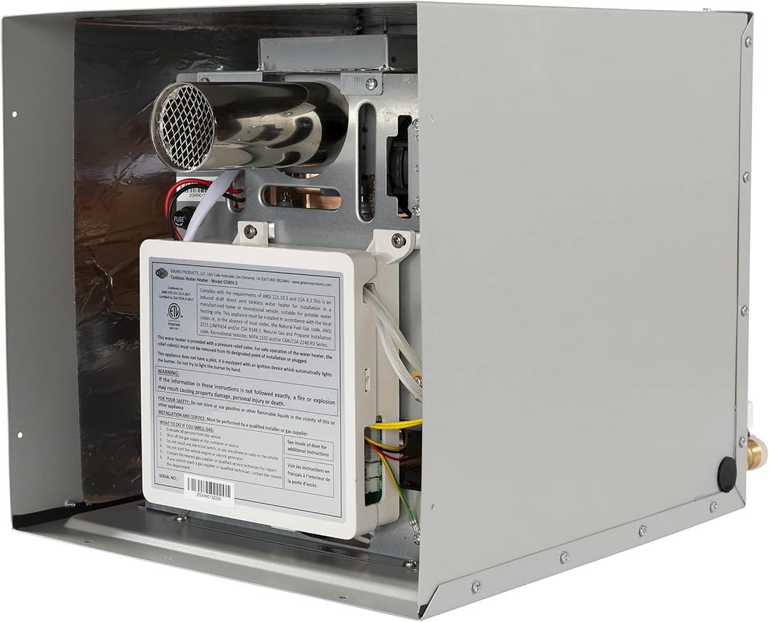 Girard Tankless RV Water Heater, 12V Power, 42,000 BTUs, Quiet Operation, Onboard Microprocessor, Digital User Control Panel, Freeze Protection, Easy Installation - 2022107534
