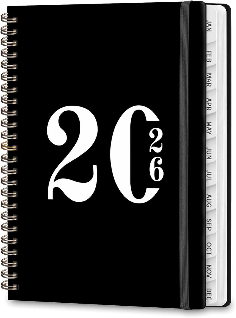 2026 Planner, Weekly and Monthly Calendar Agenda Book, Jan 2026 - Dec 2026, Hardcover Planning Academic Planner for Office School Supplies and Desk Accessories - A5 (6.3'' x 8.5'') (Black)