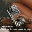 Mirror Case for iPhone Xs Max, Built-in Make up Mirror, Water Ripple Pattern, Fashion Luxury Plating, for Women and Girls, Soft Flexible Wave Frame Shap, Silver
