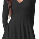 ABOCIW Athletic Dress for Women Collar V Neck Ruched Waist Long Sleeve Tennis Dress with Shorts Workout Golf Active Exercise Dresses with Pocket, Black, XL