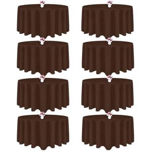 CKIKU 2 Packs 120 Inch Brown Round Tablecloth in Diameter, Washable Polyester Fabric Tablecloths, Wrinkle Resistant Table Cloth for Wedding Party Banquet Dining